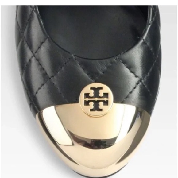 Tory Burch Kaitlin Quilted Leather Gold Toe ballet slip-on flats 6.5 Luxury - Picture 3 of 16